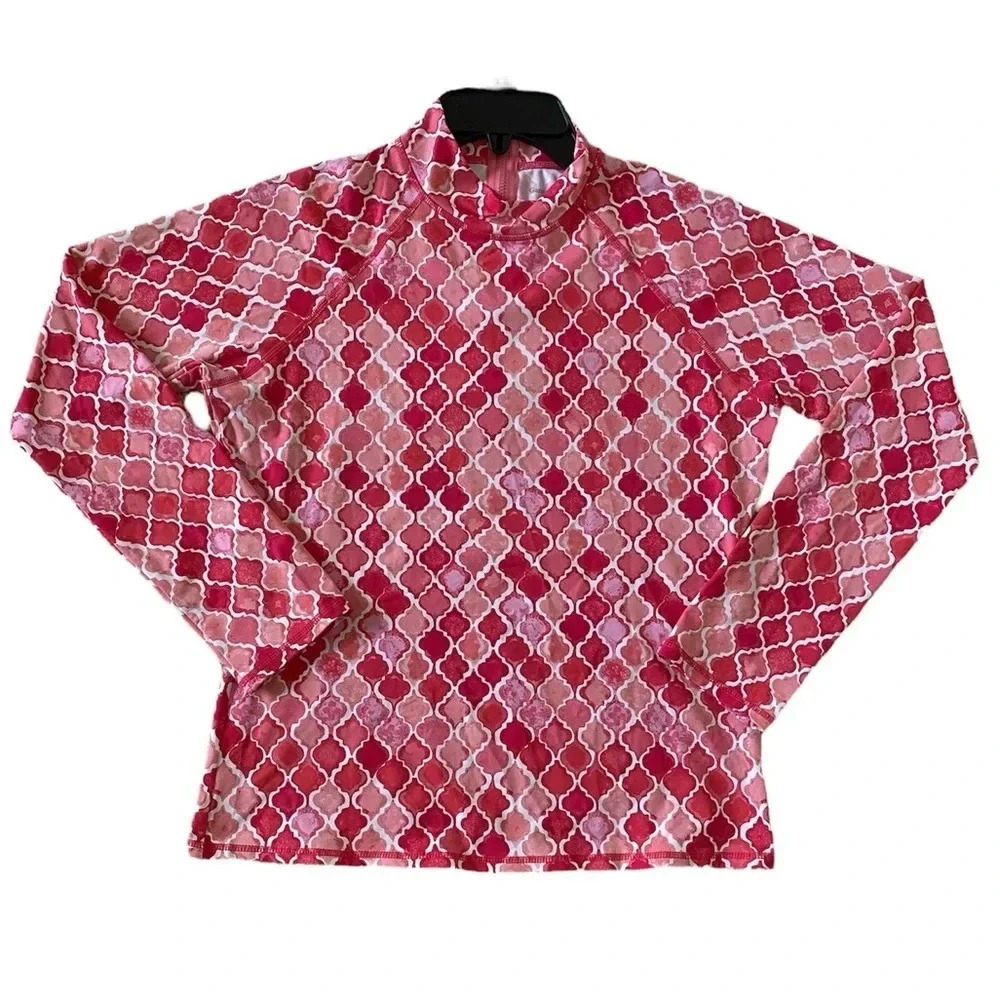 Garnet Hill Signature Rashguard Swim Long Sleeve Top in Pink Women’s Size Medium